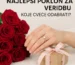 Poklon za veridbu sa buketom crvenih ruža, poklon kutijom i vereničkim prstenom