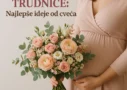 Pokloni za trudnice – buket nežnog cveća za trudnicu u roze haljini