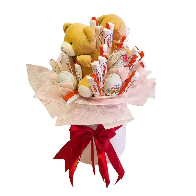 Poklon box sa plišanim medama i Kinder slatkišima