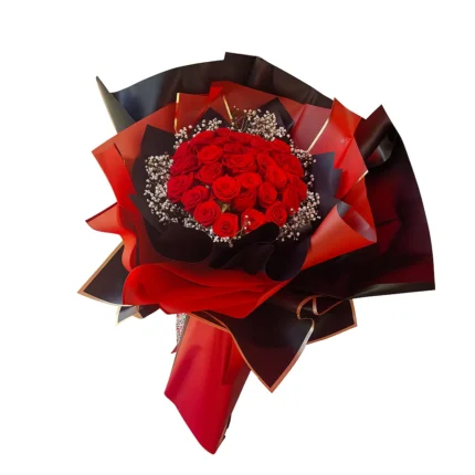 Buket u obliku srca od 21 crvene ruže