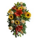 Velika pogrebna suza sa suncokretima, ružama i ljiljanima