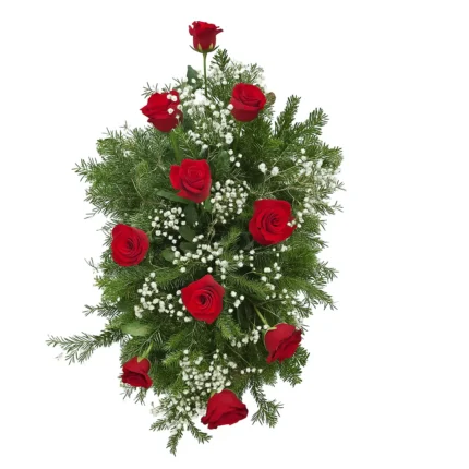 Manja pogrebna suza sa crvenim ružama