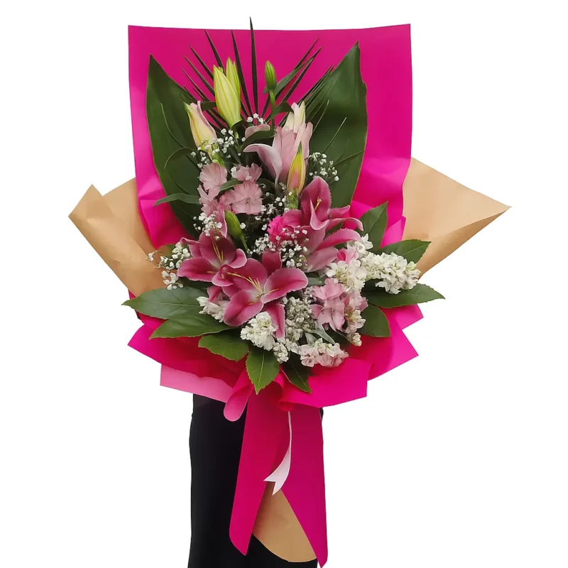 XXL buket sa orijentalnim ljiljanima, alstromerijama i zelenilom