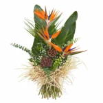 Egzotični buket sa strelicijom i tropskim zelenilom